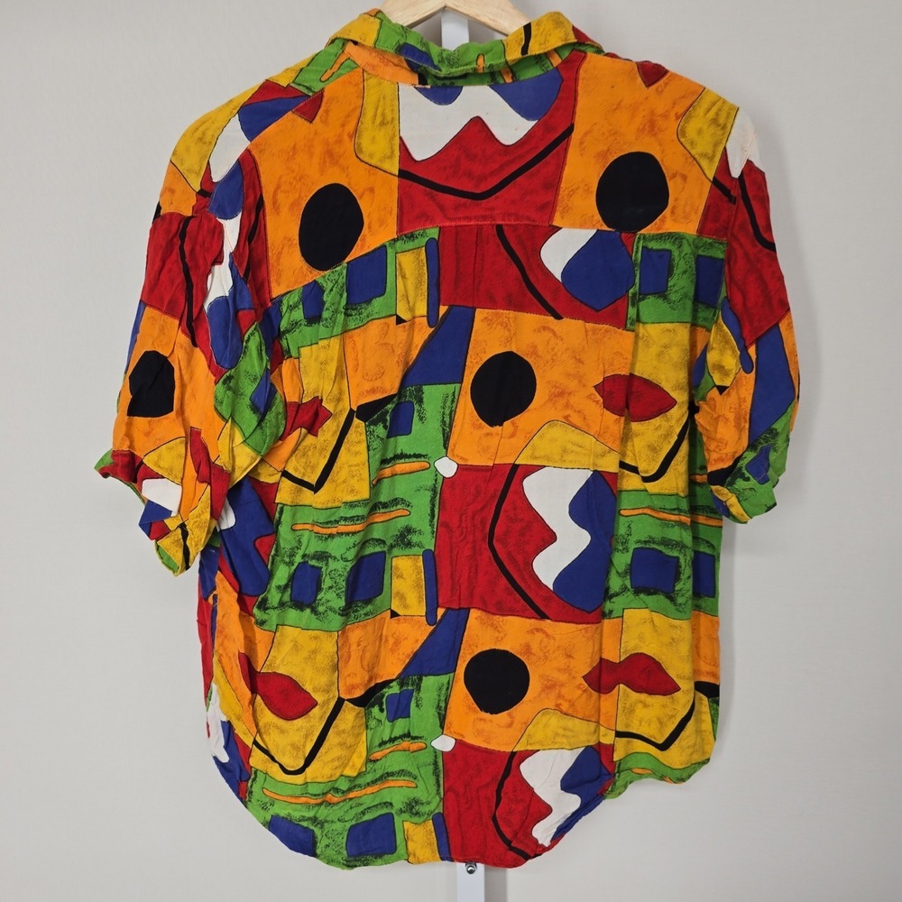 Tribes For Her Vintage 90s Abstract Geometric Button Down Shirt Womens Large L - Picture 5 of 5